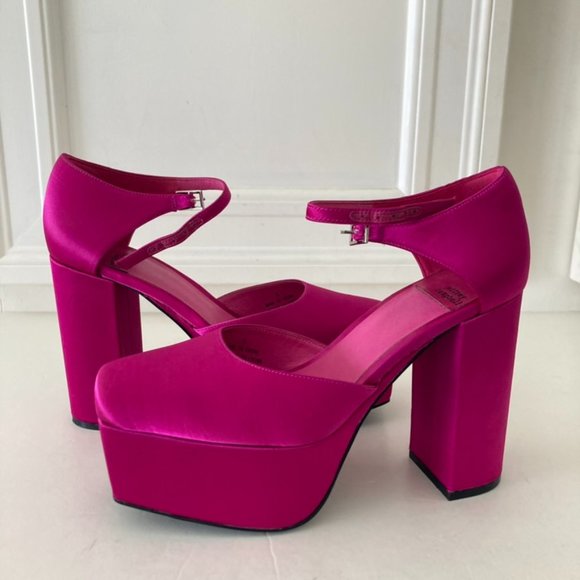 Jeffrey Campbell Shoes - NWOT Jeffery Campbell Free People Edie Closed Toe Pink Satin Platform Sandals 8